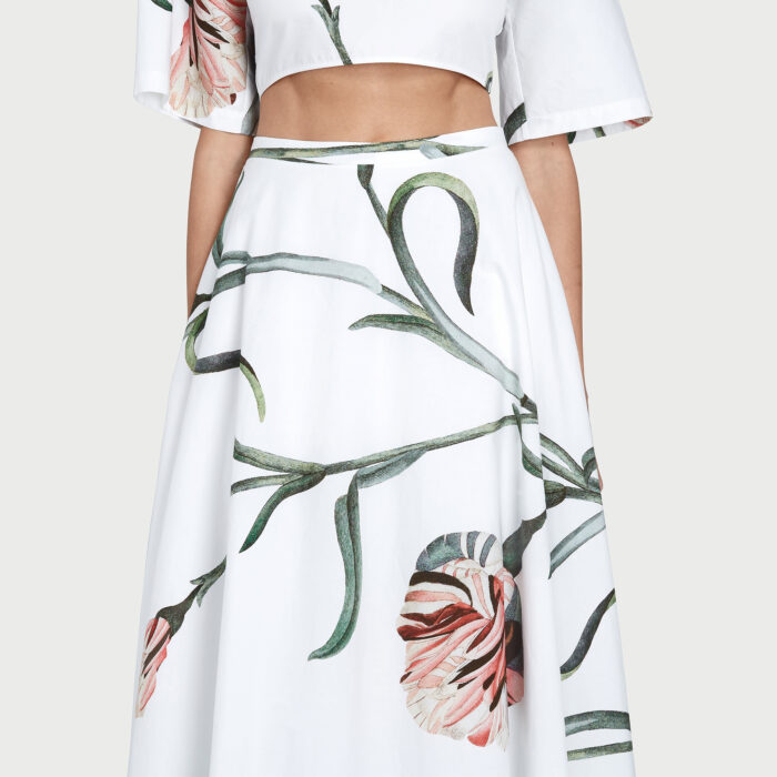 Giambattista Valli Jupe Longue Macro Carnation En Popeline