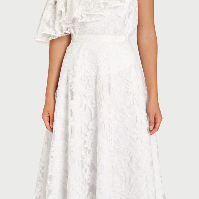 Giambattista Valli Jupe Longuette Blanche En Dentelle Brodée