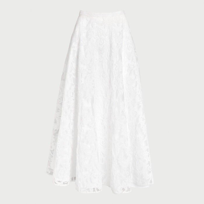 giambattista valli Jupe longuette blanche en dentelle brodée