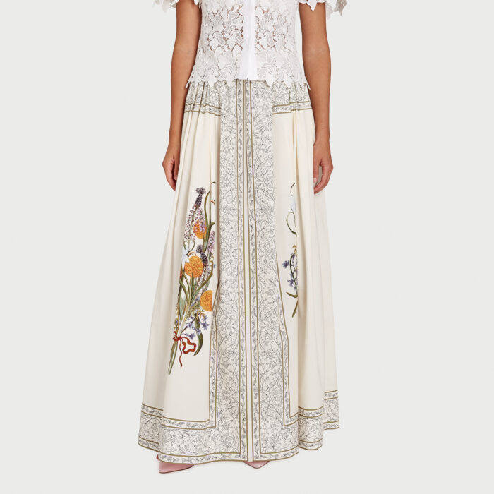 Giambattista Valli Jupe Longuette Marigold Bouquets En Popeline