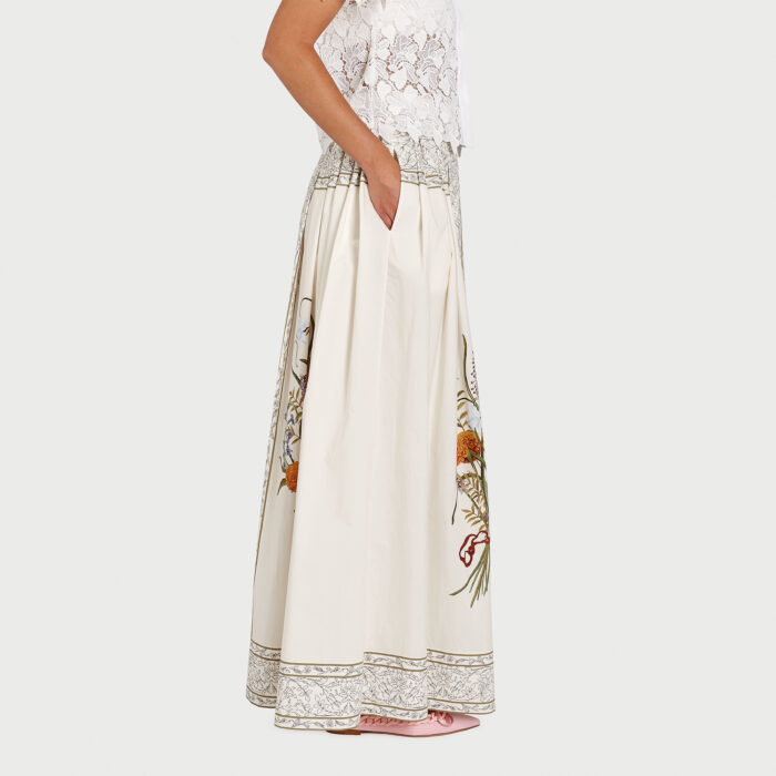 Giambattista Valli Jupe Longuette Marigold Bouquets En Popeline