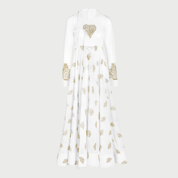 giambattista valli Kaftan en coton avec broderies dorées « Mon coeur »
