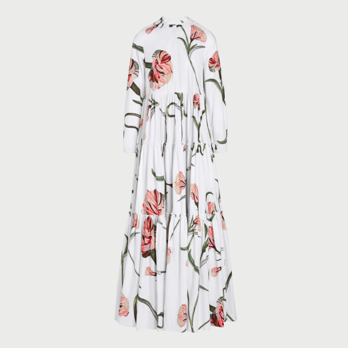 giambattista valli Kaftan maxi ivoire Macro Carnation en popeline