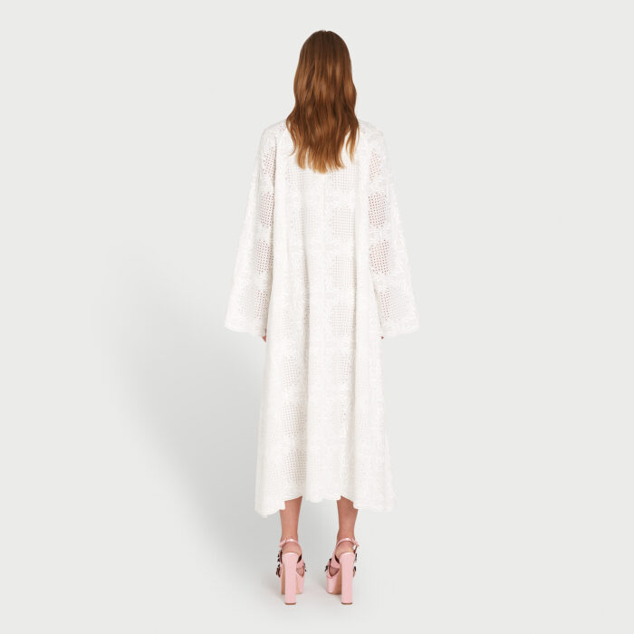 Giambattista Valli Kaftan Midi Blanc Avec Broderies