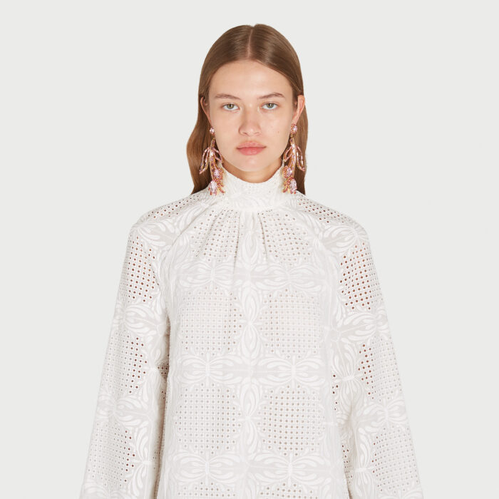 Giambattista Valli Kaftan Midi Blanc Avec Broderies