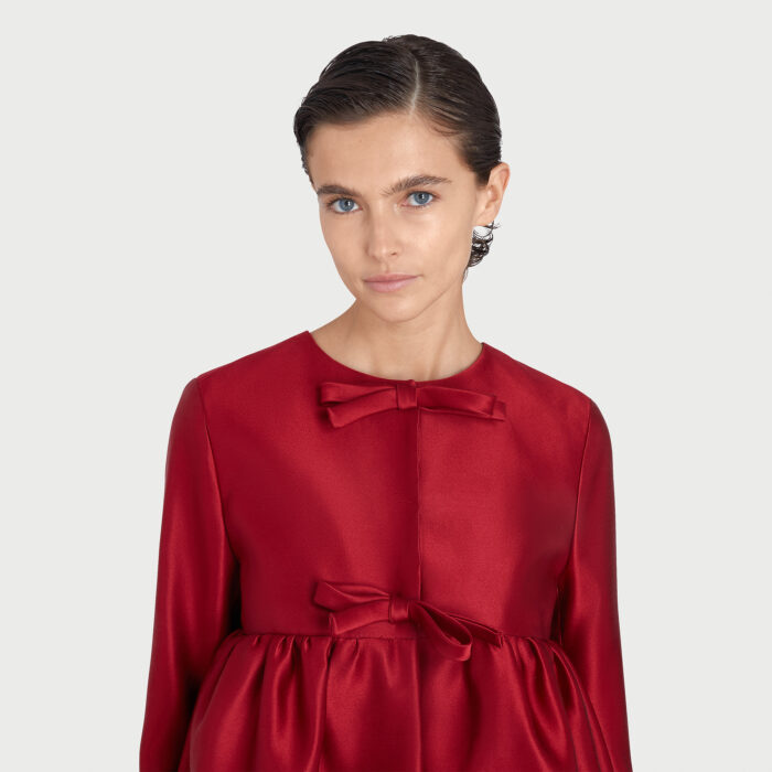 giambattista Valli Manteau En Duchesse Bordeaux Avec Noeuds
