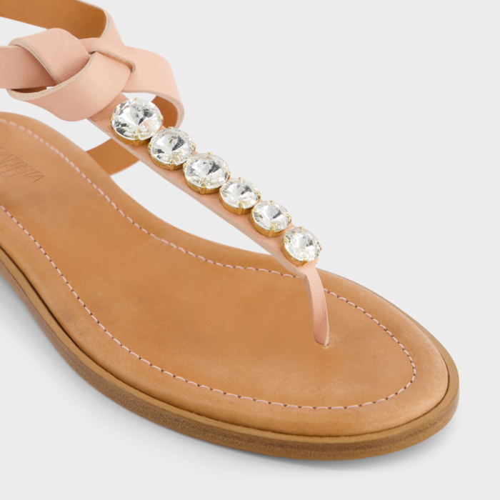 giambattista valli Mules plates roses en cuir avec strass