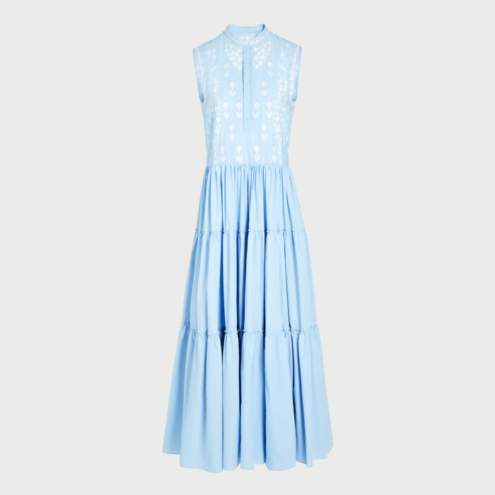 giambattista valli Robe bleue en popeline Poppy Lamé