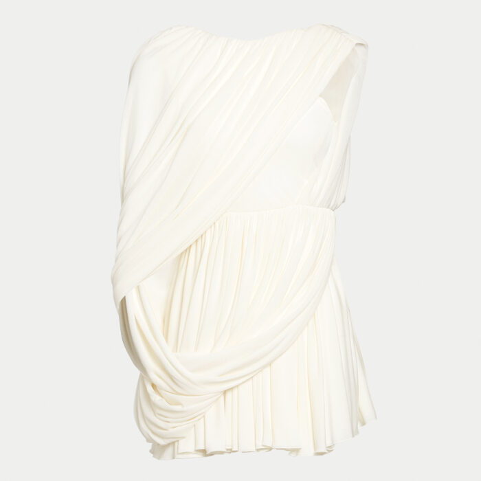 giambattista valli Robe courte ivoire asymétrique voilée