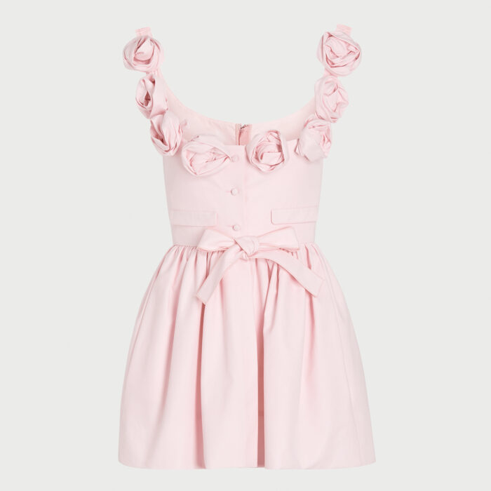 giambattista valli Robe courte rose avec noeud et roses