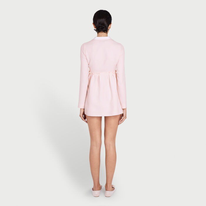 Giambattista Valli Robe Courte Rose Quartz Avec Roses Ivoire