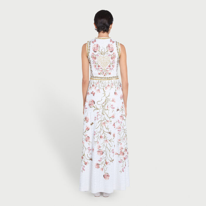 Giambattista Valli Robe Ivoire à Sequins Brodée « Mon Coeur »