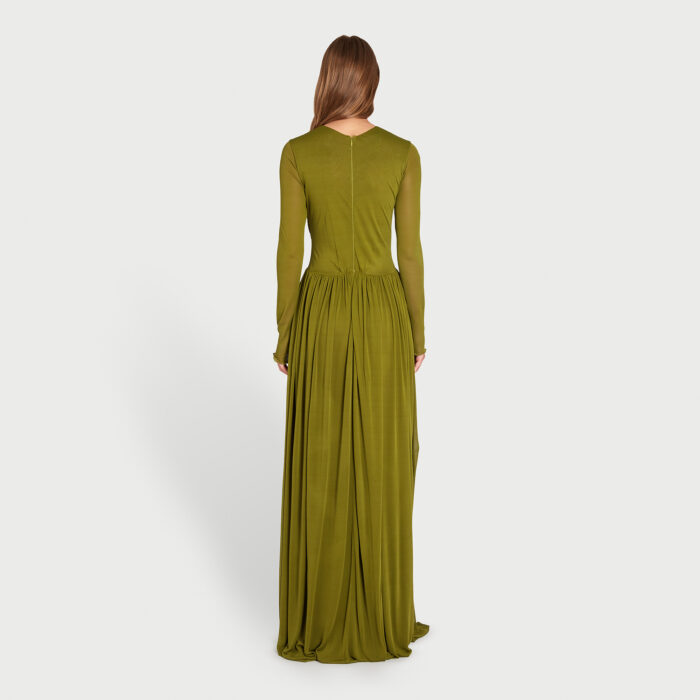Giambattista Valli Robe Longue Couvrante Khaki Drapée