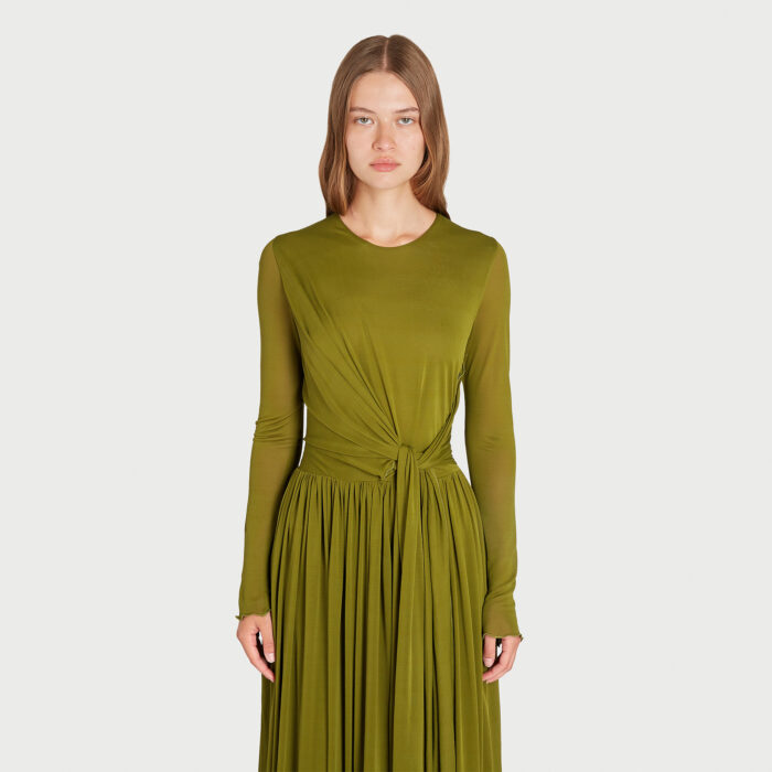 Giambattista Valli Robe Longue Couvrante Khaki Drapée