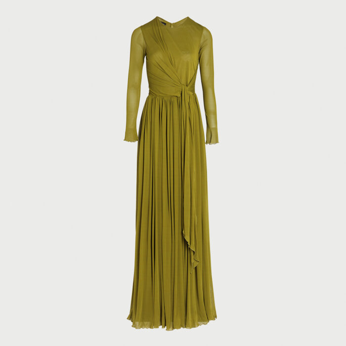 giambattista valli Robe longue couvrante khaki drapée