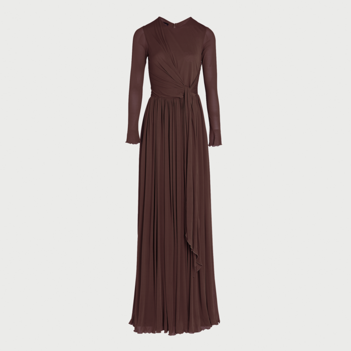 giambattista valli Robe longue couvrante marron drapée