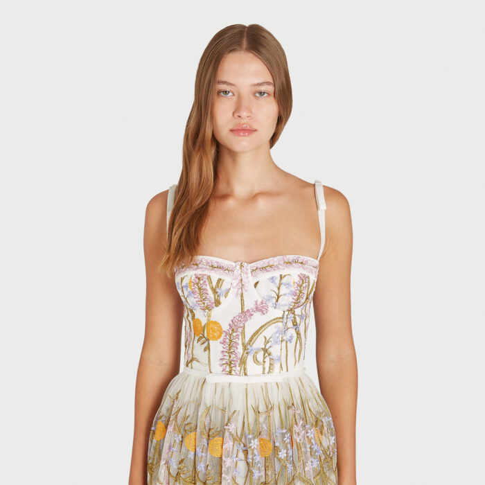 Giambattista Valli Robe Longue En Tulle Brodée Marigold Bouquets