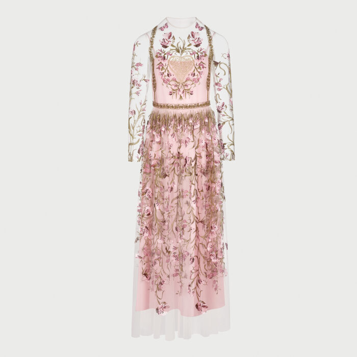 Giambattista Valli Robe Longue En Tulle Brodée « Mon Coeur »