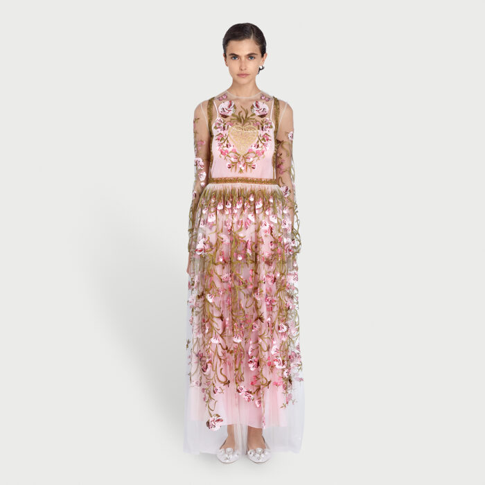 Giambattista Valli Robe Longue En Tulle Brodée « Mon Coeur »