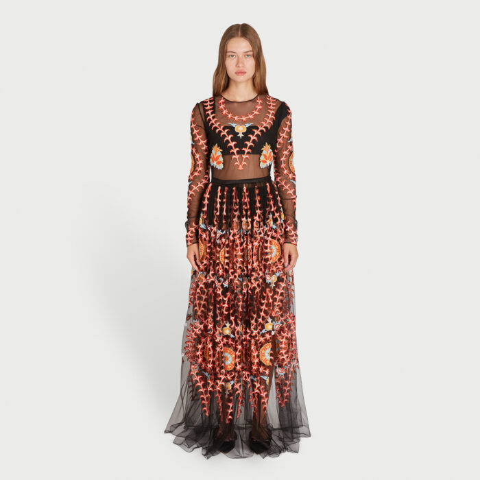 Giambattista Valli Robe Longue En Tulle Brodée Silk Road