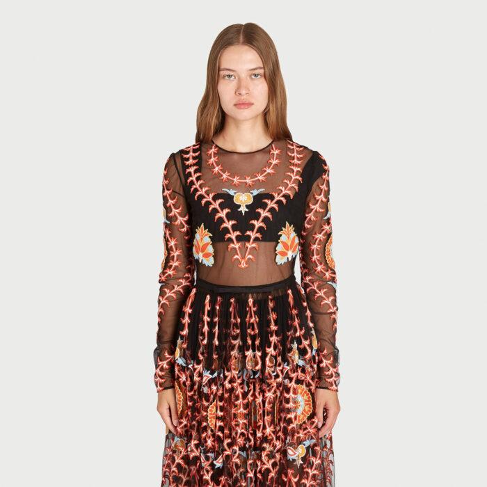 Giambattista Valli Robe Longue En Tulle Brodée Silk Road