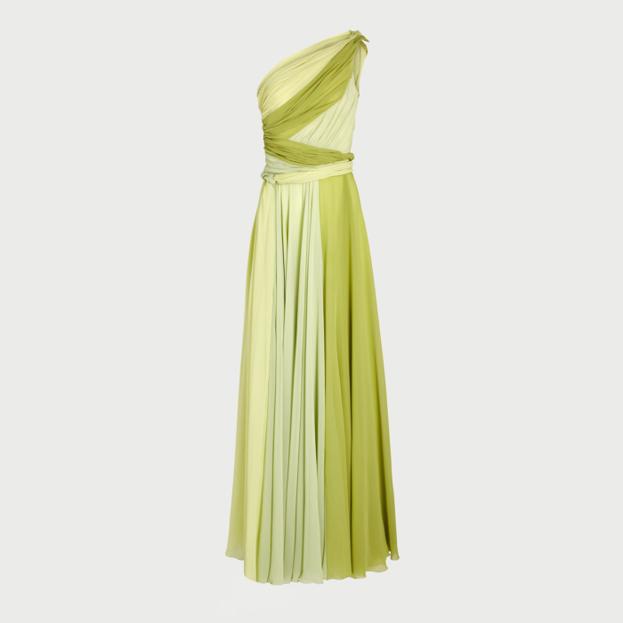 giambattista valli Robe longue Green Obsession asymétrique avec fente