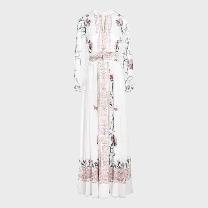 giambattista valli Robe longue ivoire Screen Carnation en soie
