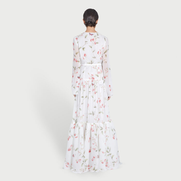 Giambattista Valli Robe Longue Ivoire Tulip En Soie
