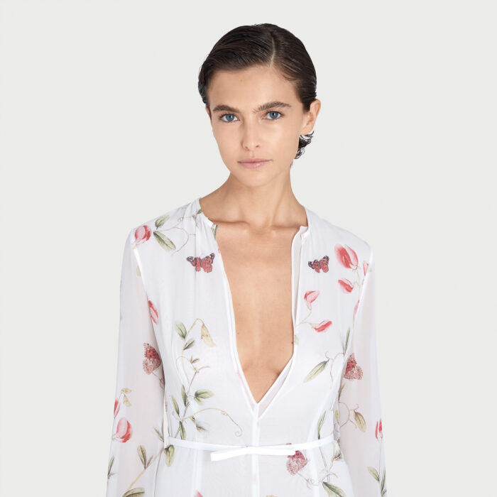 Giambattista Valli Robe Longue Ivoire Tulip En Soie