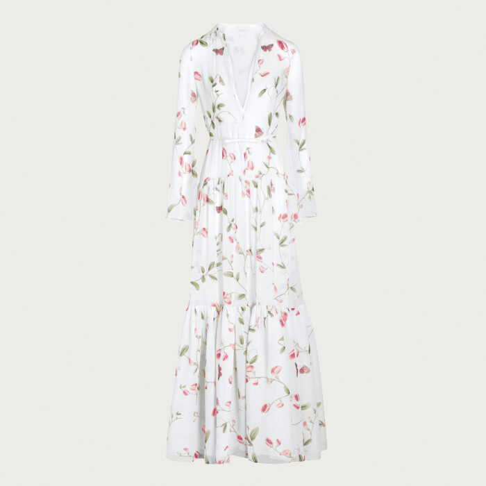 giambattista valli Robe longue ivoire Tulip en soie