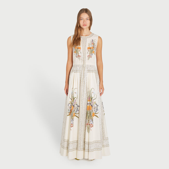 Giambattista Valli Robe Longue Marigold Bouquets En Popeline