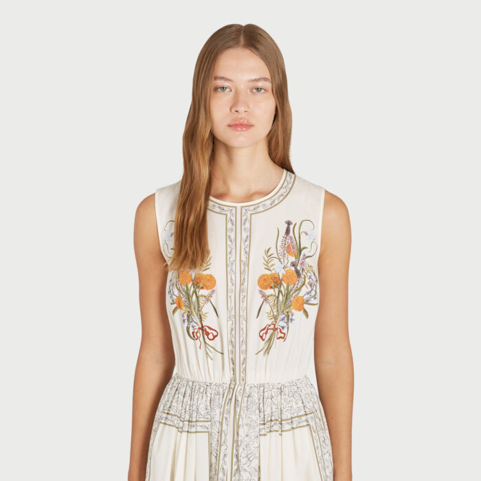 Giambattista Valli Robe Longue Marigold Bouquets En Popeline