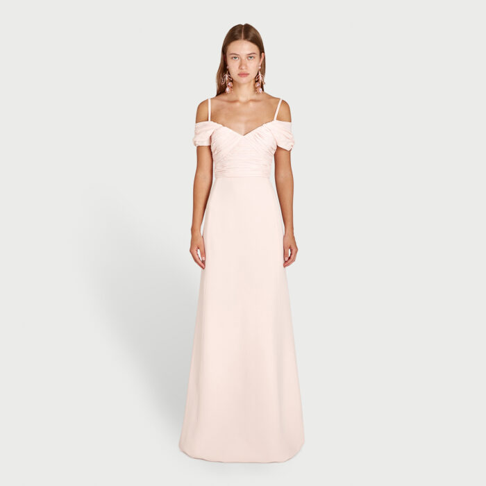Giambattista Valli Robe Longue Quartz Rose à Encolure Bustier