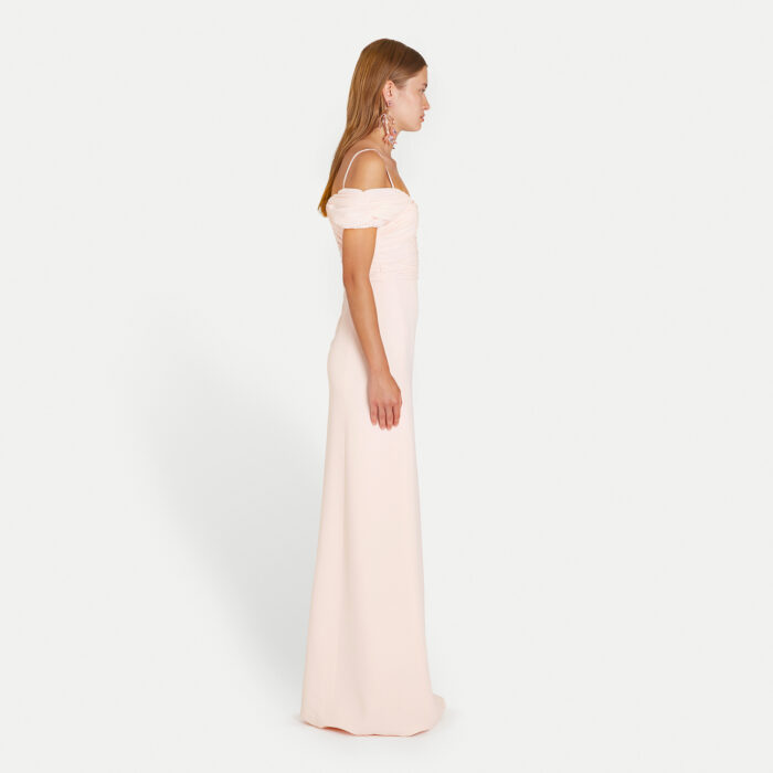 Giambattista Valli Robe Longue Quartz Rose à Encolure Bustier