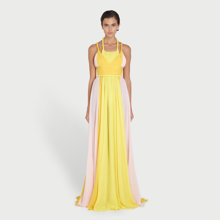 Giambattista Valli Robe Longue Sunrise En Soie Avec Fente