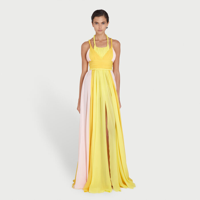 Giambattista Valli Robe Longue Sunrise En Soie Avec Fente