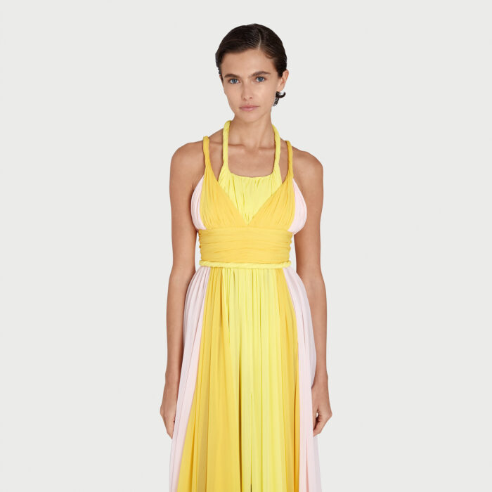 Giambattista Valli Robe Longue Sunrise En Soie Avec Fente
