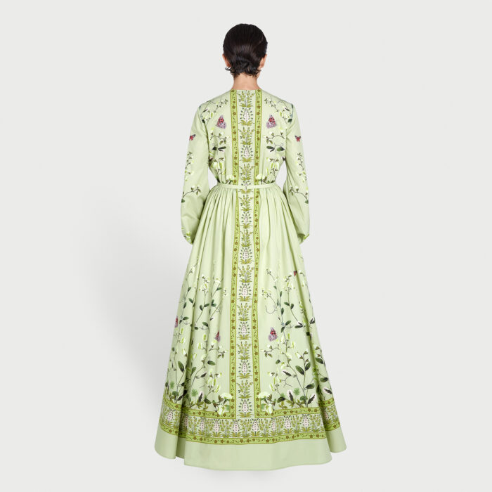 Giambattista Valli Robe Longue Verte Screen Carnation En Popeline