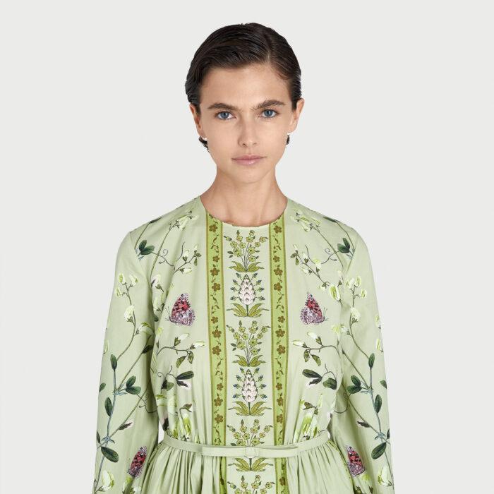 Giambattista Valli Robe Longue Verte Screen Carnation En Popeline