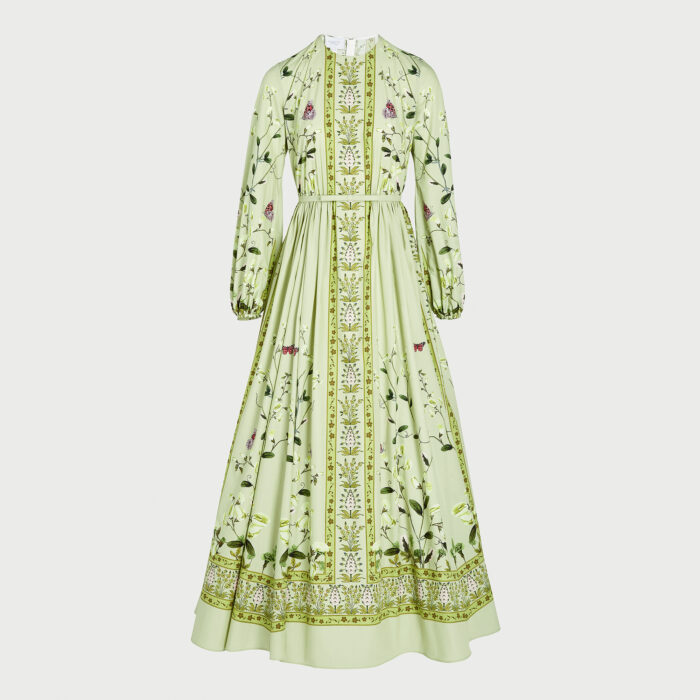 giambattista valli Robe longue verte Screen Carnation en popeline