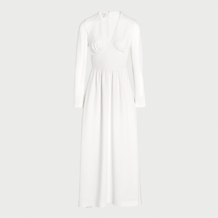 Giambattista Valli Robe Longuette à Col V En Crêpe Blanche