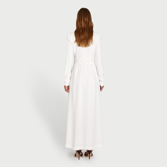 Giambattista Valli Robe Longuette à Col V En Crêpe Blanche