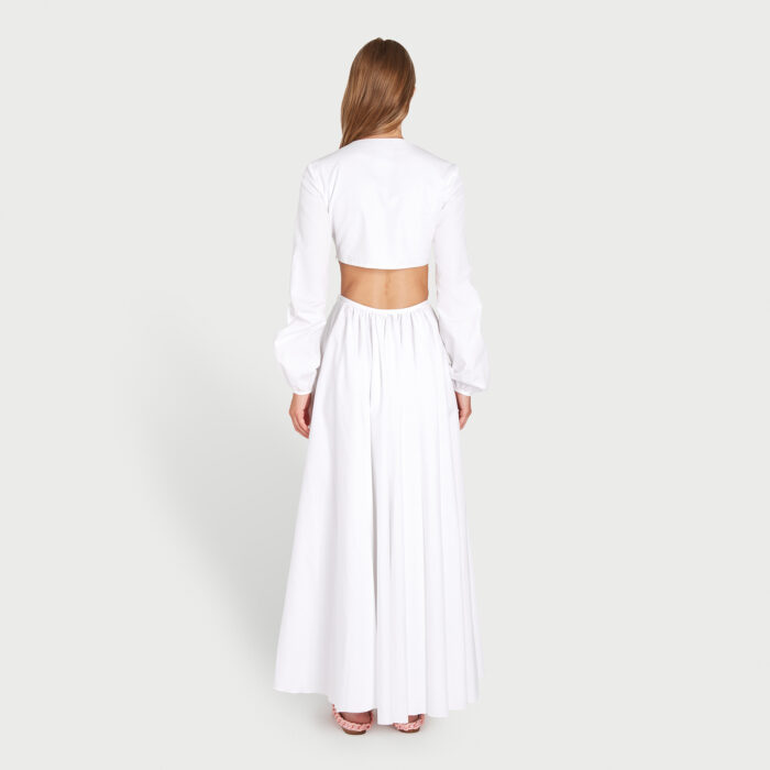 Giambattista Valli Robe Longuette Blanche En Popeline à Découpes