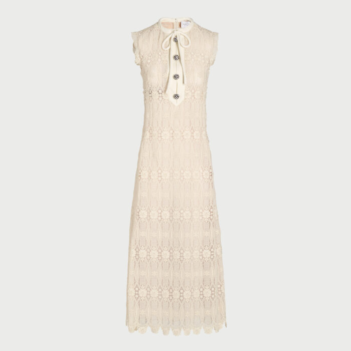 giambattista valli Robe longuette en macramé ivoire