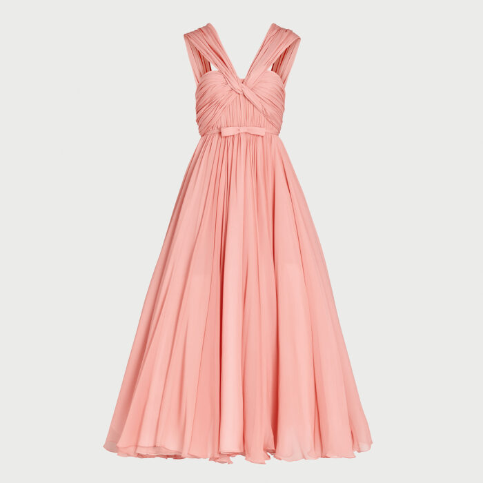 Giambattista Valli Robe Longuette évasée Corail En Soie