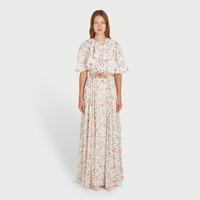 Giambattista Valli Robe Longuette Impressionist Mini Cape En Soie