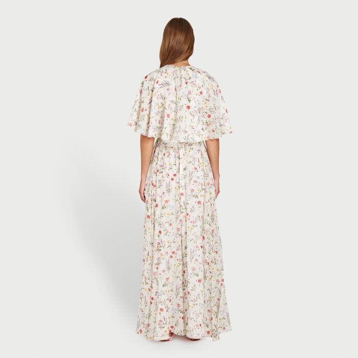 Giambattista Valli Robe Longuette Impressionist Mini Cape En Soie