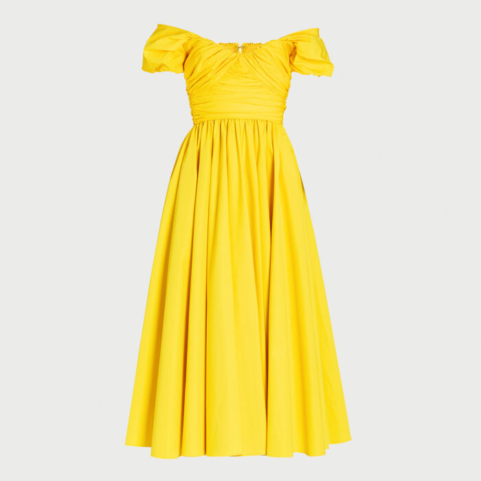 Giambattista Valli Robe Longuette Jaune En Popeline