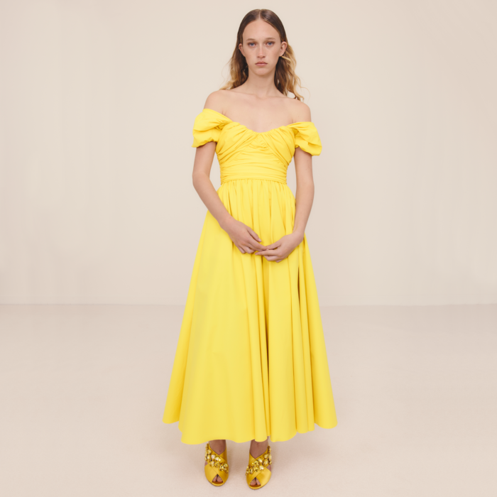 giambattista valli Robe longuette jaune en popeline