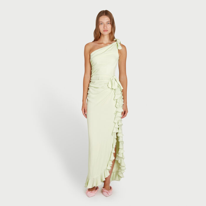 Giambattista Valli Robe Longuette Lime Asymétrique à Volants